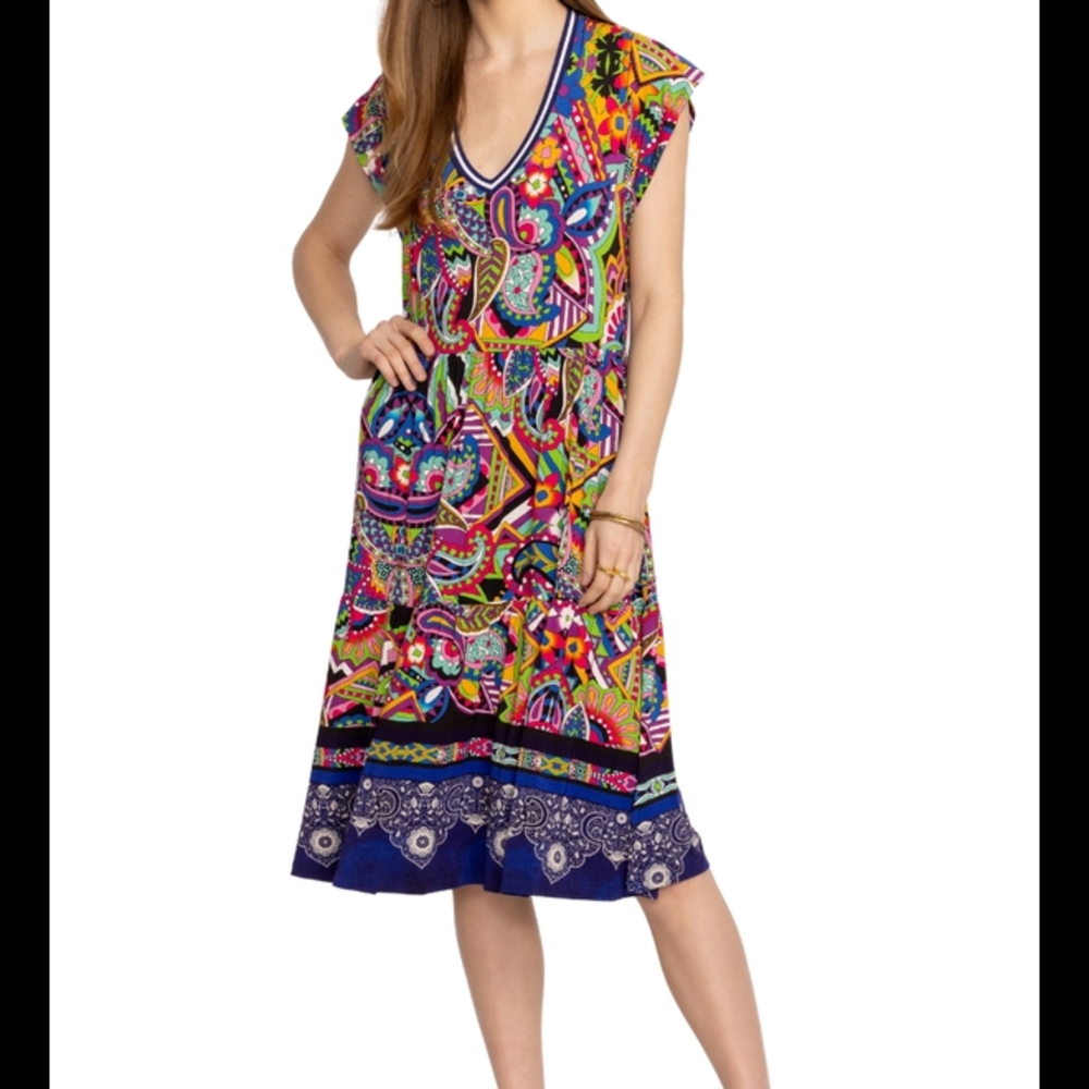 Johnny Was Multicolor Midi Dress